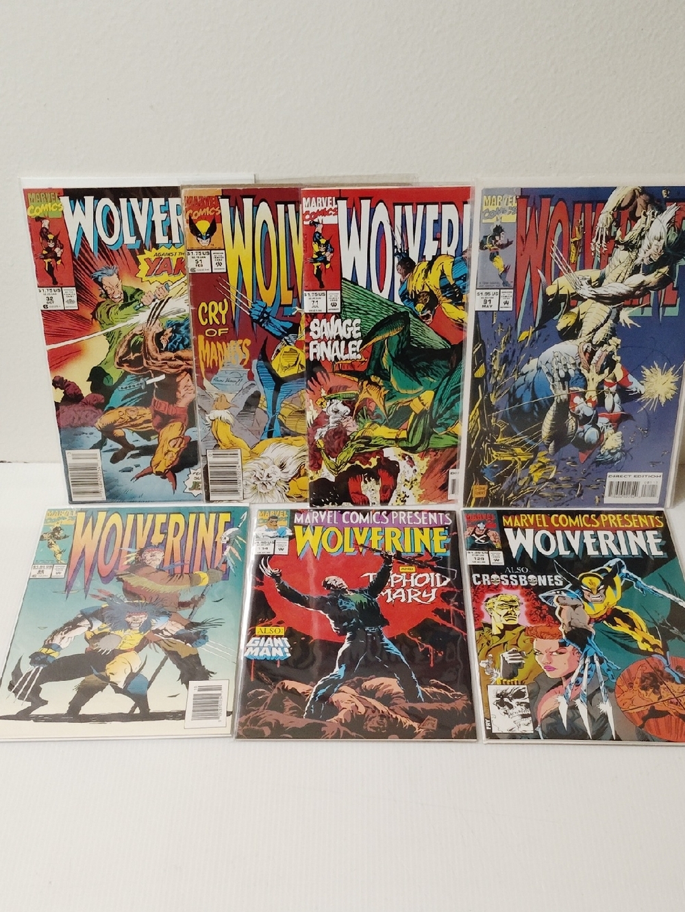Marvel Wolverine Comic Cover Collection - Issues #32,51,71,81,86,114,129